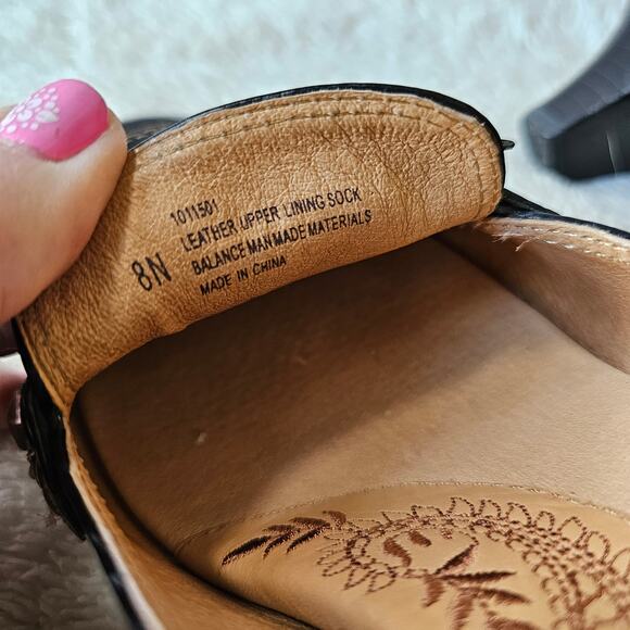 Sofft Women's Cordelia Leather Pebble Heeled Slip On Loafers Size 8N Black Fairy - Picture 7 of 7